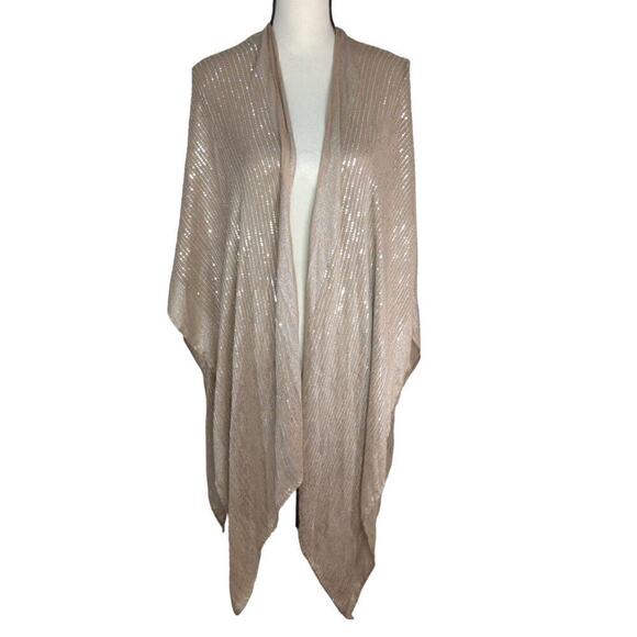 Marc New York Andrew Marc Peach-Apricot Light Sequined Shall Wrap One Size - Picture 1 of 9